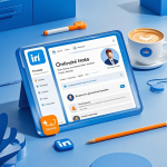 Seseorang mengedit profil LinkedIn di laptop dengan tampilan profesional dan catatan optimasi